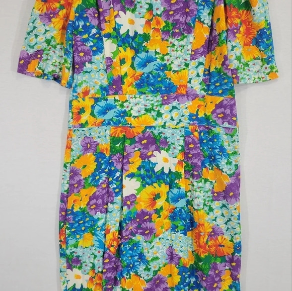 Vintage Floral Made in USA Ultra Soft Rayon Button Midi Dress Large - Picture 11 of 11